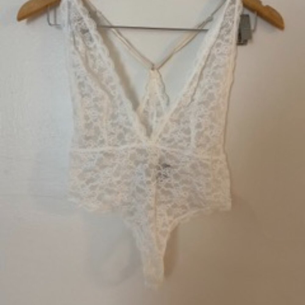 Victoria's Secret White Lace Bodysuit size small